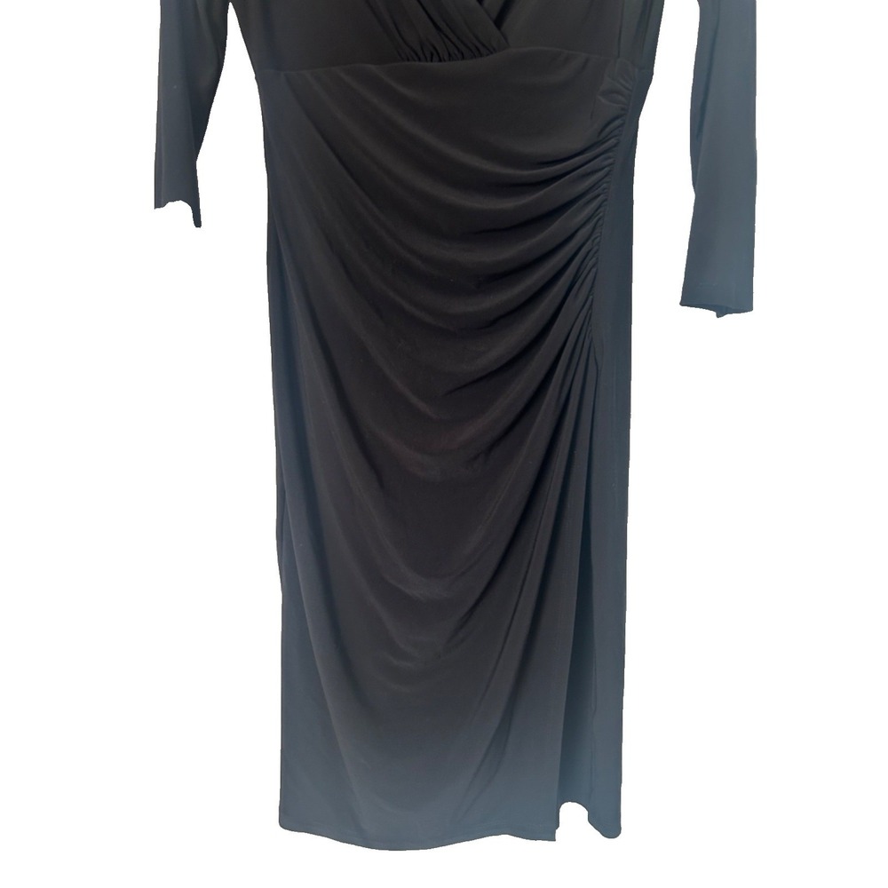 Lauren Ralph Lauren Sheath Dress Womens Size 8 Black Ruched V-Neck Office Career - Picture 4 of 14